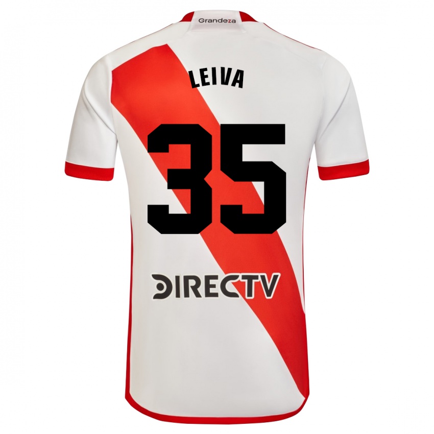 Niño Camiseta Tobías Leiva #35 Blanco Rojo 1ª Equipación 2024/25 La Camisa Argentina