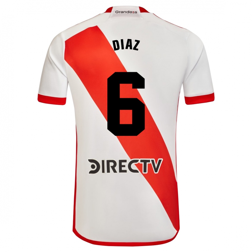 Niño Camiseta Milagros Díaz #6 Blanco Rojo 1ª Equipación 2024/25 La Camisa Argentina