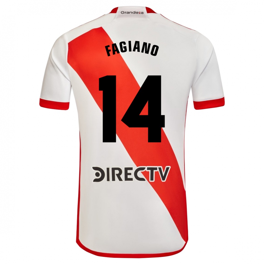 Niño Camiseta Paloma Fagiano #14 Blanco Rojo 1ª Equipación 2024/25 La Camisa Argentina