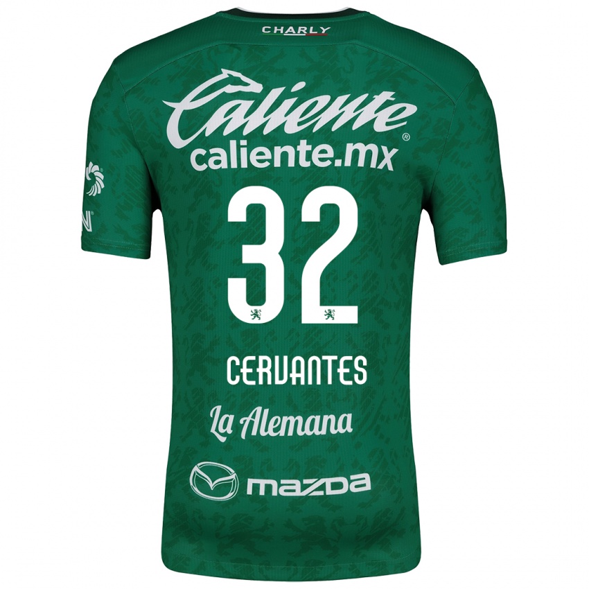 Niño Camiseta Luis Cervantes #32 Verde Blanco 1ª Equipación 2024/25 La Camisa Argentina