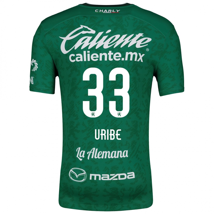 Niño Camiseta Héctor Uribe #33 Verde Blanco 1ª Equipación 2024/25 La Camisa Argentina