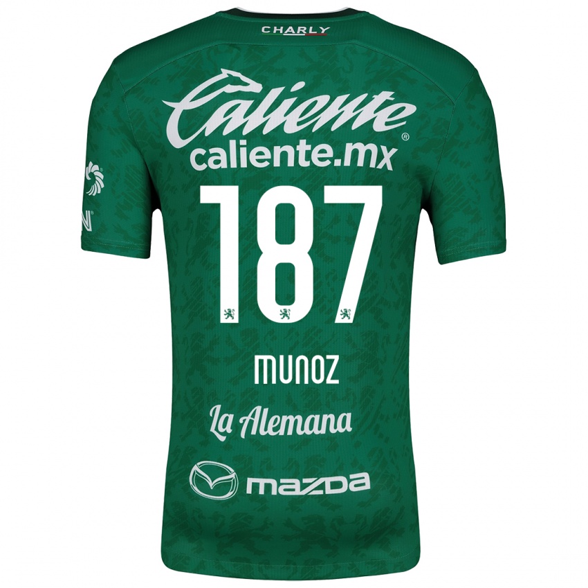 Niño Camiseta Diego Muñoz #187 Verde Blanco 1ª Equipación 2024/25 La Camisa Argentina