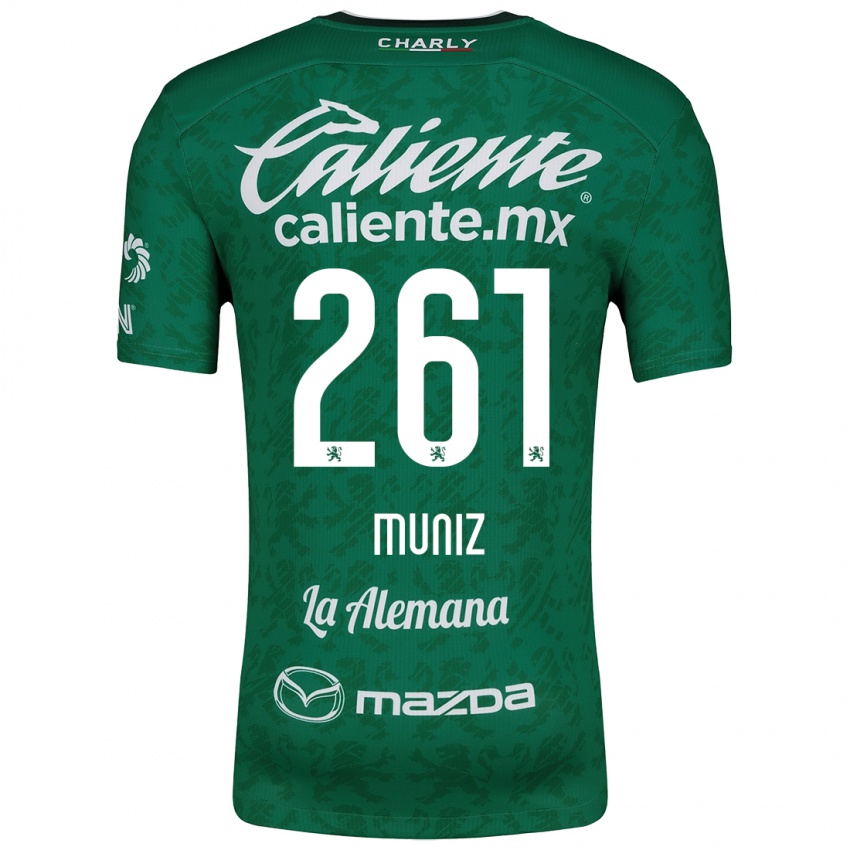 Niño Camiseta César Muñiz #261 Verde Blanco 1ª Equipación 2024/25 La Camisa Argentina