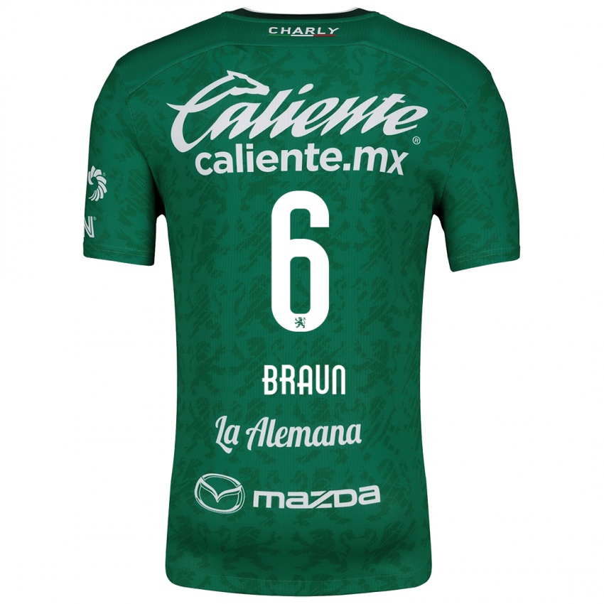 Niño Camiseta Sophia Braun #6 Verde Blanco 1ª Equipación 2024/25 La Camisa Argentina