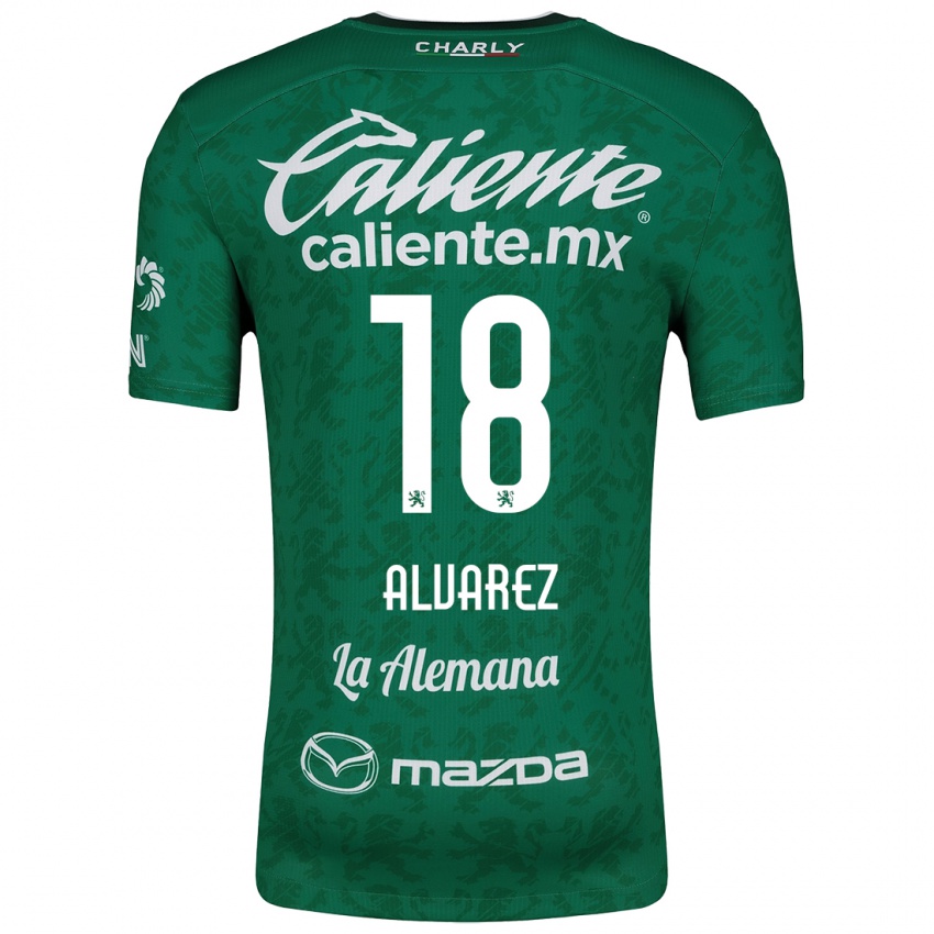 Niño Camiseta Yazmin Álvarez #18 Verde Blanco 1ª Equipación 2024/25 La Camisa Argentina