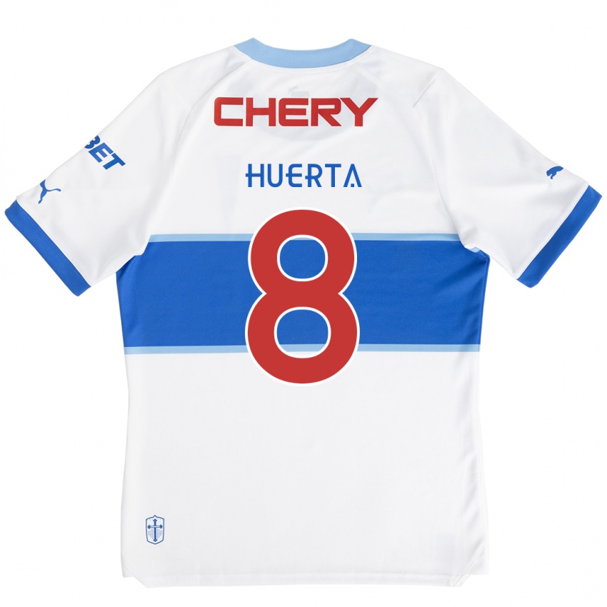 Niño Camiseta Valber Huerta #8 Blanco Azul 1ª Equipación 2024/25 La Camisa Argentina