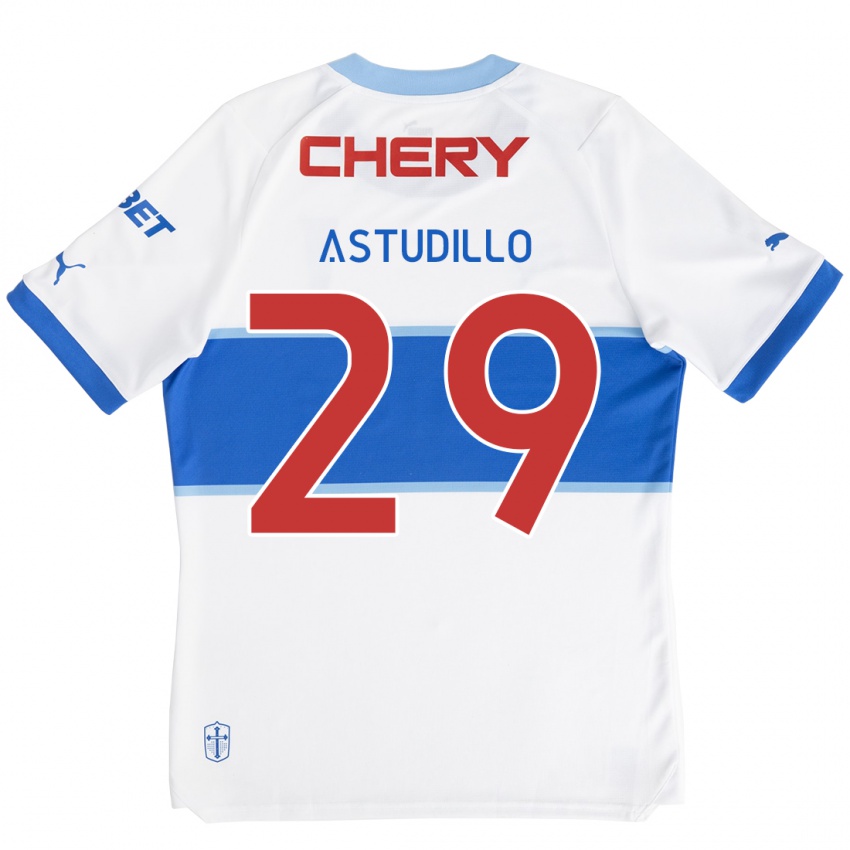 Niño Camiseta Aaron Astudillo #29 Blanco Azul 1ª Equipación 2024/25 La Camisa Argentina