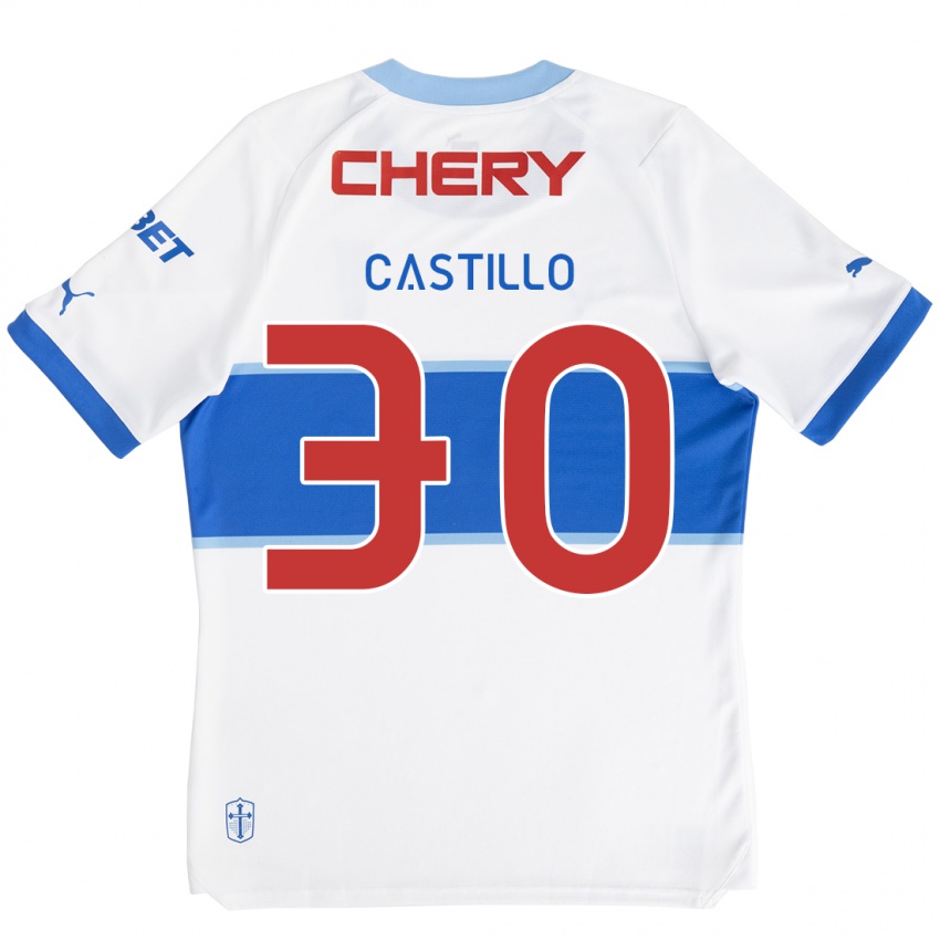 Niño Camiseta Nicolas Castillo #30 Blanco Azul 1ª Equipación 2024/25 La Camisa Argentina