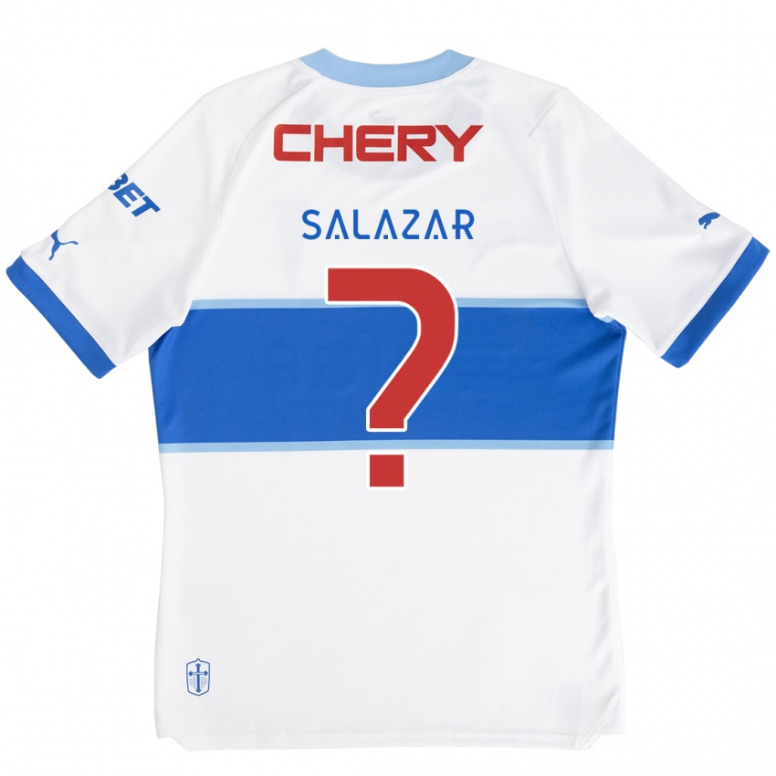 Niño Camiseta David Salazar #0 Blanco Azul 1ª Equipación 2024/25 La Camisa Argentina