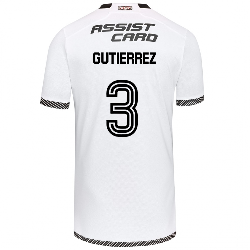 Niño Camiseta Daniel Gutiérrez #3 Blanco Negro 1ª Equipación 2024/25 La Camisa Argentina