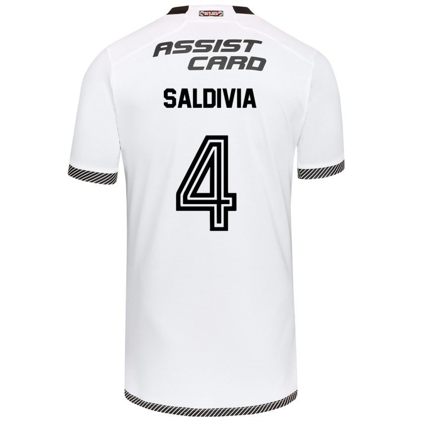 Niño Camiseta Alan Saldivia #4 Blanco Negro 1ª Equipación 2024/25 La Camisa Argentina