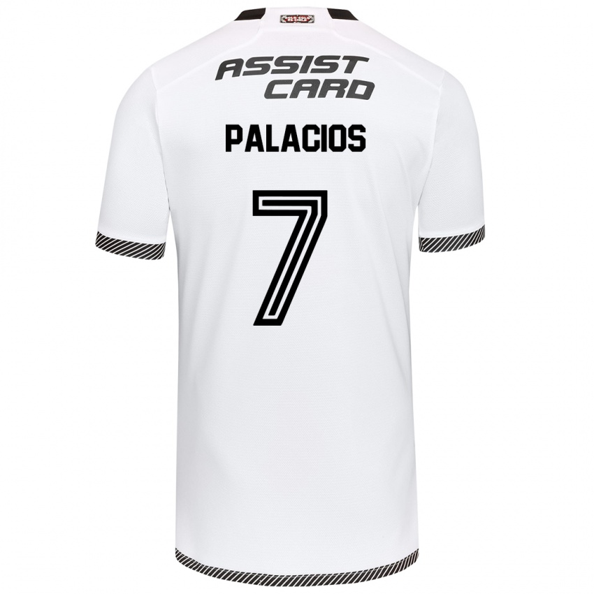 Niño Camiseta Carlos Palacios #7 Blanco Negro 1ª Equipación 2024/25 La Camisa Argentina