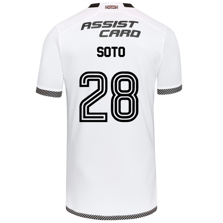 Niño Camiseta Lucas Soto #28 Blanco Negro 1ª Equipación 2024/25 La Camisa Argentina