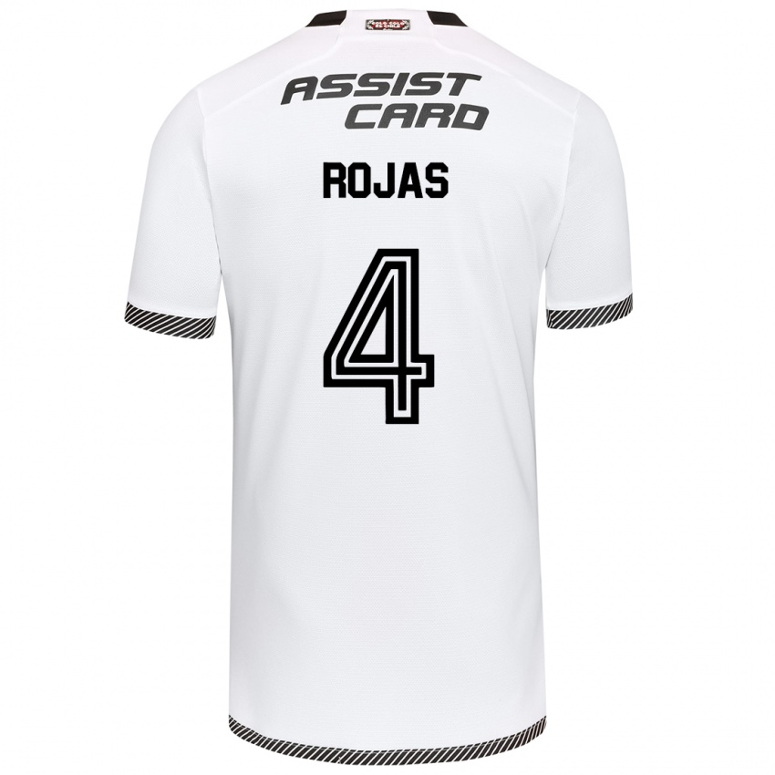 Niño Camiseta Javier Rojas #4 Blanco Negro 1ª Equipación 2024/25 La Camisa Argentina