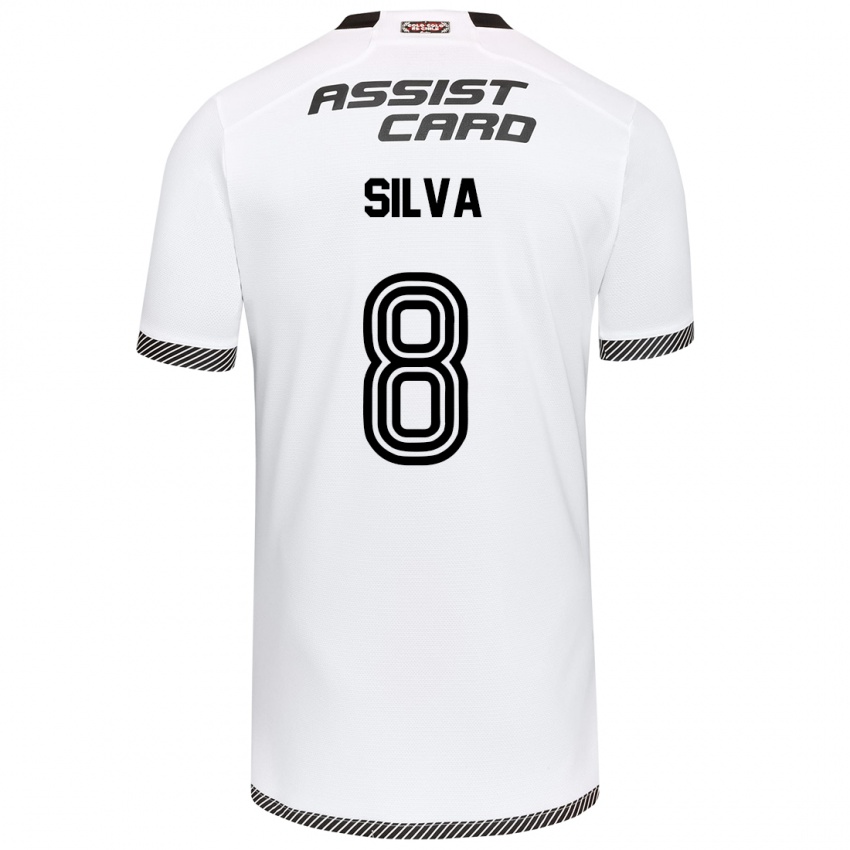 Niño Camiseta Bastián Silva #8 Blanco Negro 1ª Equipación 2024/25 La Camisa Argentina