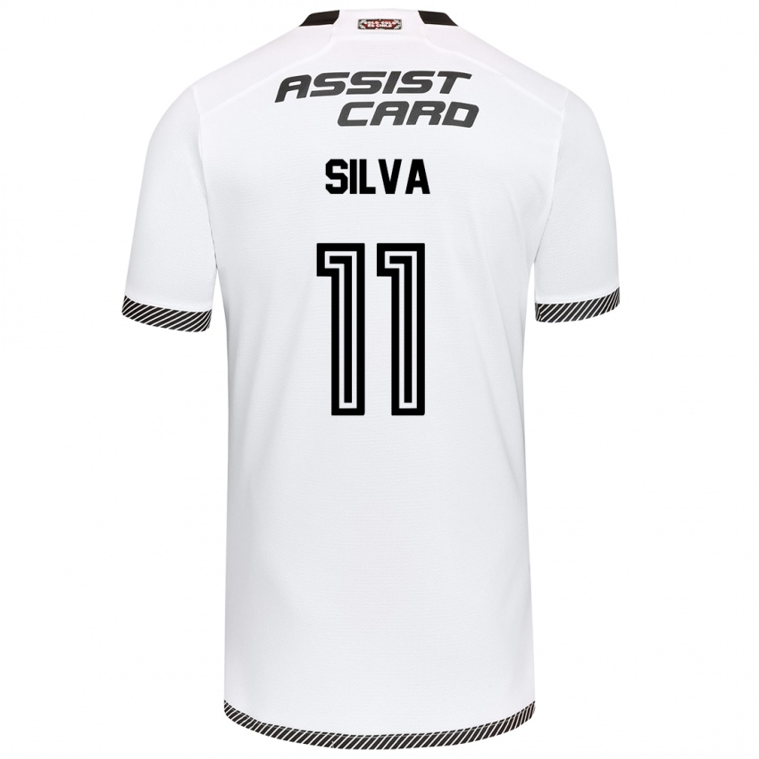 Niño Camiseta Martín Silva #11 Blanco Negro 1ª Equipación 2024/25 La Camisa Argentina