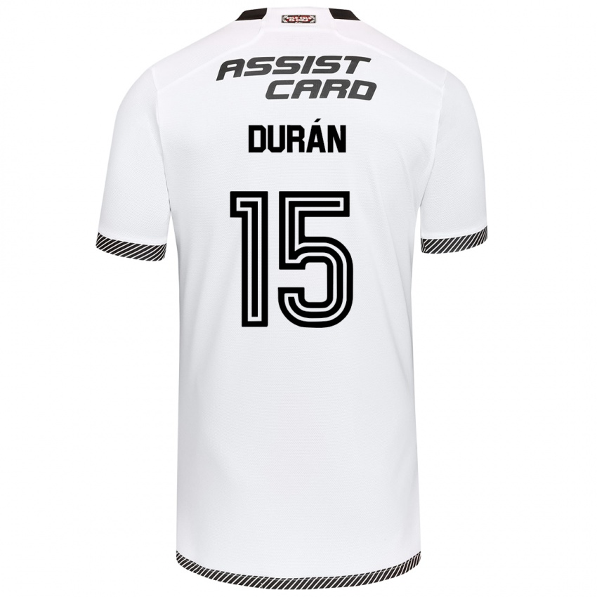 Niño Camiseta José Durán #15 Blanco Negro 1ª Equipación 2024/25 La Camisa Argentina