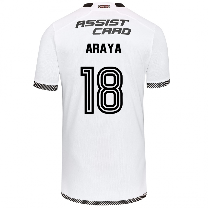 Niño Camiseta Benjamín Araya #18 Blanco Negro 1ª Equipación 2024/25 La Camisa Argentina