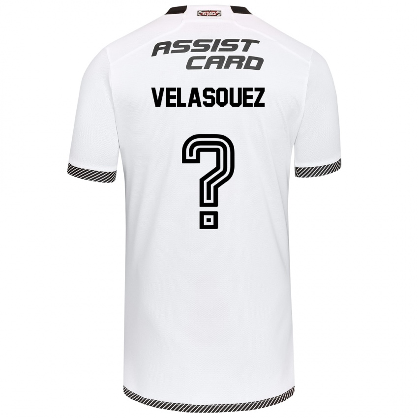 Niño Camiseta Milovan Velásquez #0 Blanco Negro 1ª Equipación 2024/25 La Camisa Argentina