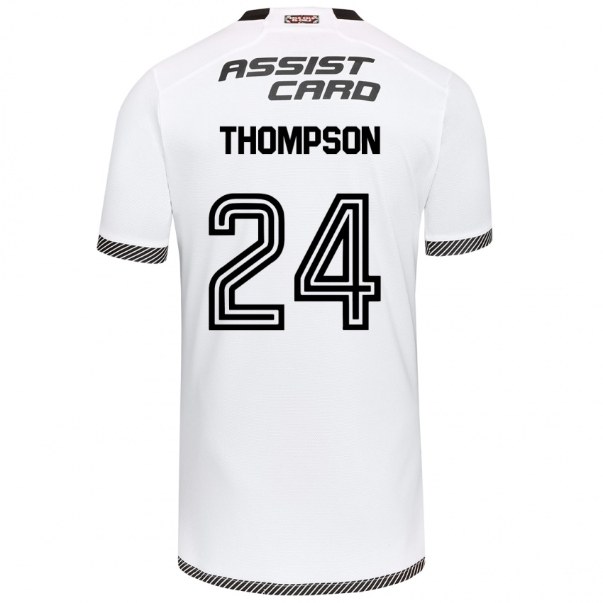 Niño Camiseta Jordhy Thompson #24 Blanco Negro 1ª Equipación 2024/25 La Camisa Argentina