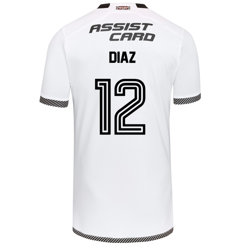 Niño Camiseta Javiera Díaz #12 Blanco Negro 1ª Equipación 2024/25 La Camisa Argentina