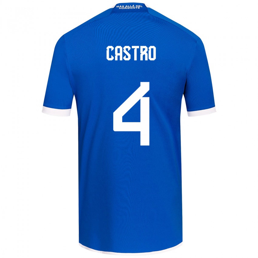 Niño Camiseta José Ignacio Castro #4 Azul Blanco 1ª Equipación 2024/25 La Camisa Argentina