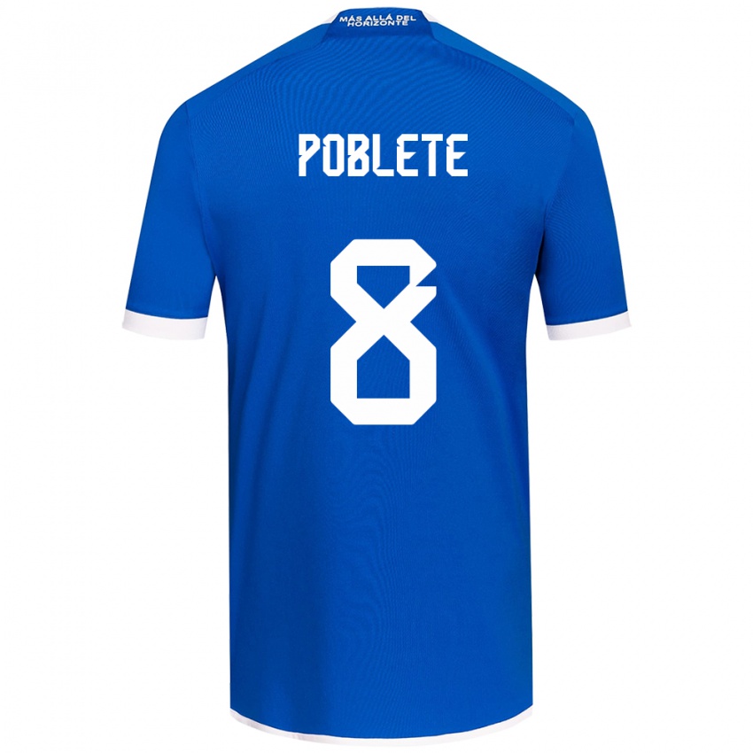 Niño Camiseta Israel Poblete #8 Azul Blanco 1ª Equipación 2024/25 La Camisa Argentina