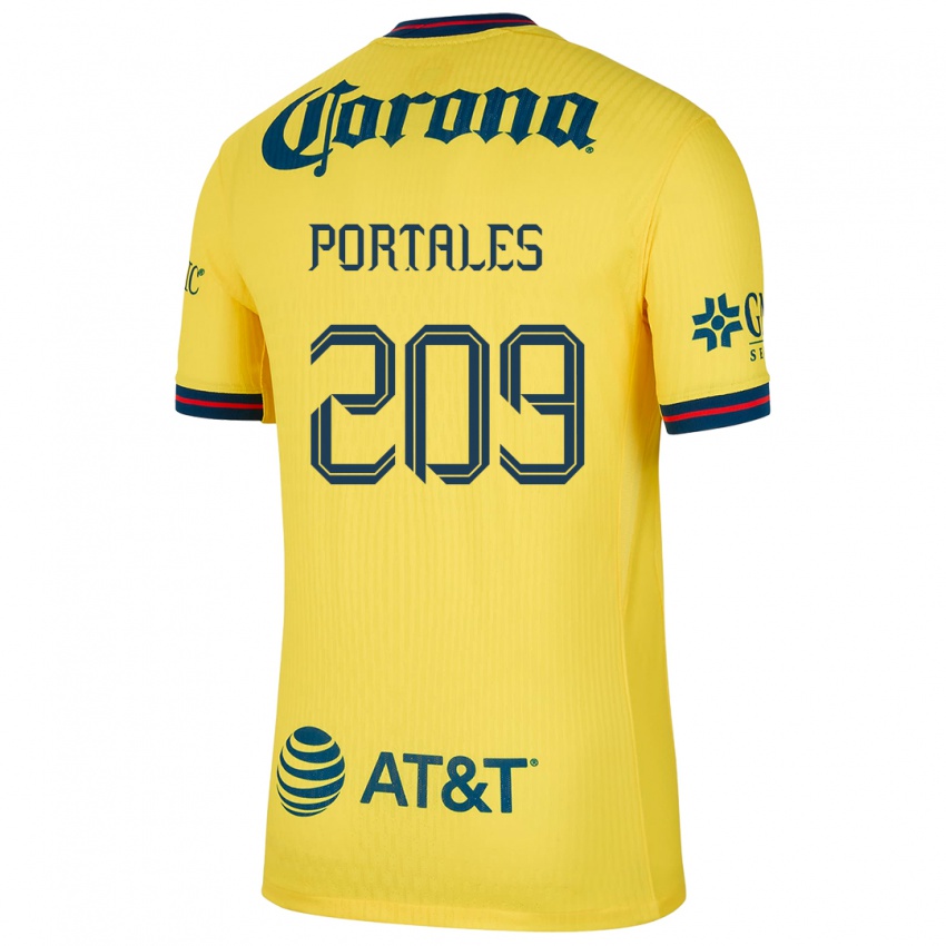 Niño Camiseta Walter Portales #209 Amarillo Azul 1ª Equipación 2024/25 La Camisa Argentina