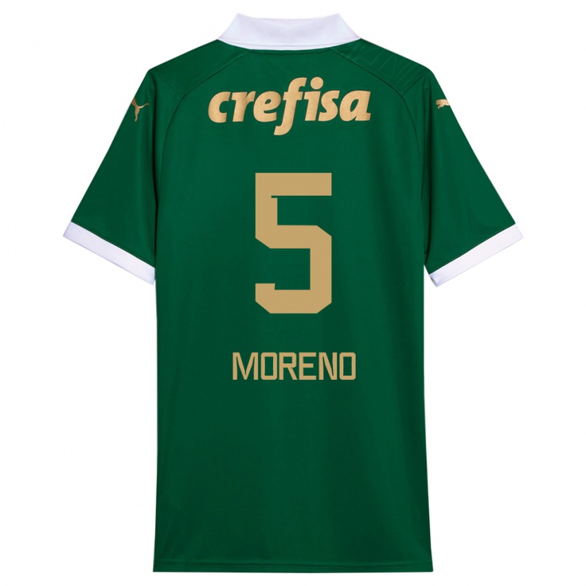 Niño Camiseta Aníbal Moreno #5 Verde Blanco 1ª Equipación 2024/25 La Camisa Argentina