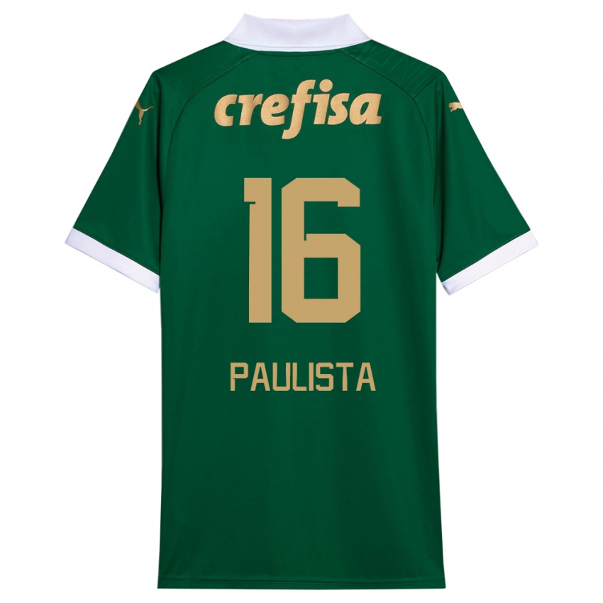 Niño Camiseta Caio Paulista #16 Verde Blanco 1ª Equipación 2024/25 La Camisa Argentina