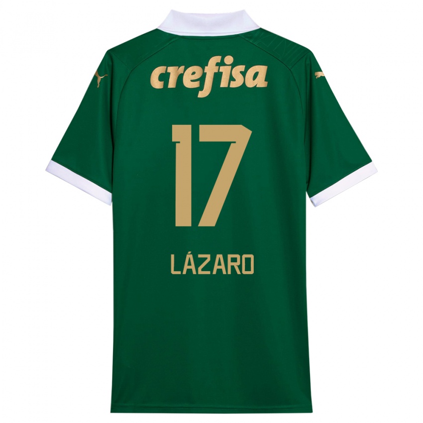 Niño Camiseta Lazaro #17 Verde Blanco 1ª Equipación 2024/25 La Camisa Argentina