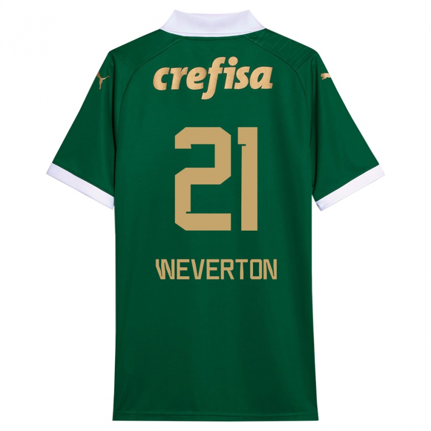 Niño Camiseta Weverton #21 Verde Blanco 1ª Equipación 2024/25 La Camisa Argentina