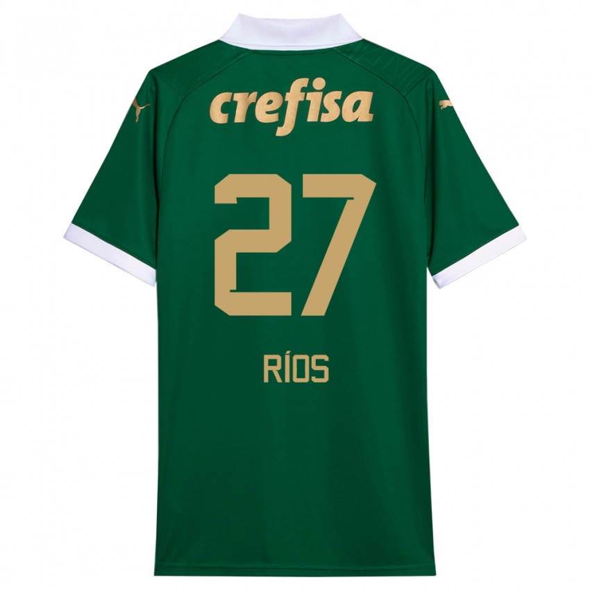 Niño Camiseta Richard Ríos #27 Verde Blanco 1ª Equipación 2024/25 La Camisa Argentina