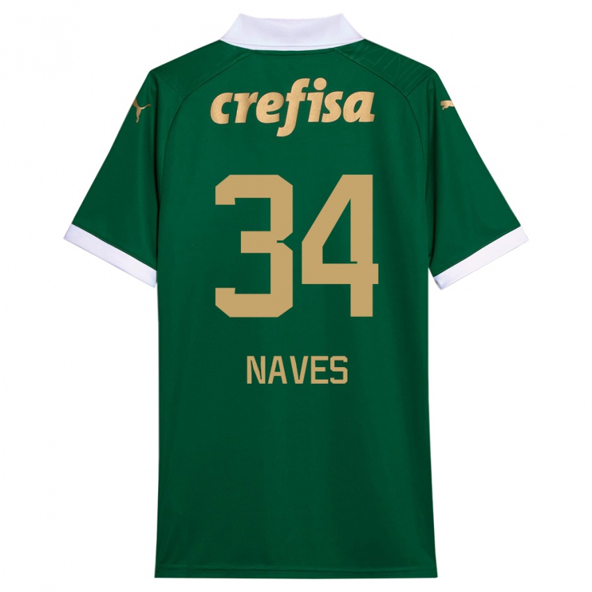 Niño Camiseta Naves #34 Verde Blanco 1ª Equipación 2024/25 La Camisa Argentina