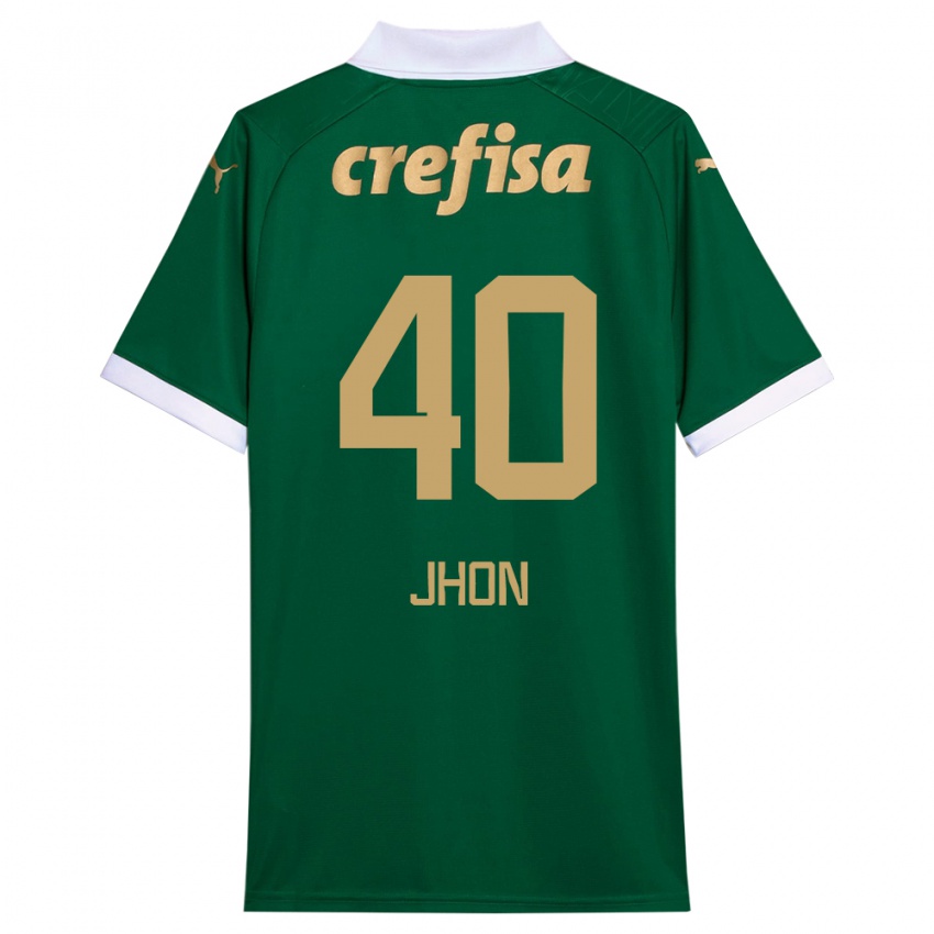 Niño Camiseta Jhon Jhon #40 Verde Blanco 1ª Equipación 2024/25 La Camisa Argentina