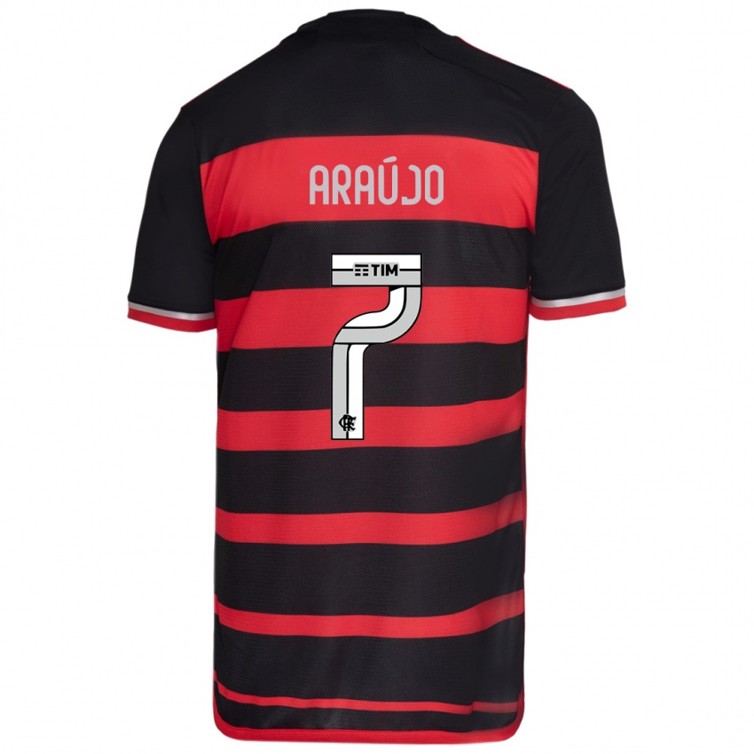 Niño Camiseta Luiz Araújo #7 Negro Rojo 1ª Equipación 2024/25 La Camisa Argentina