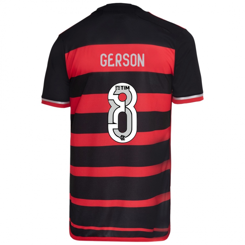 Niño Camiseta Gerson #8 Negro Rojo 1ª Equipación 2024/25 La Camisa Argentina