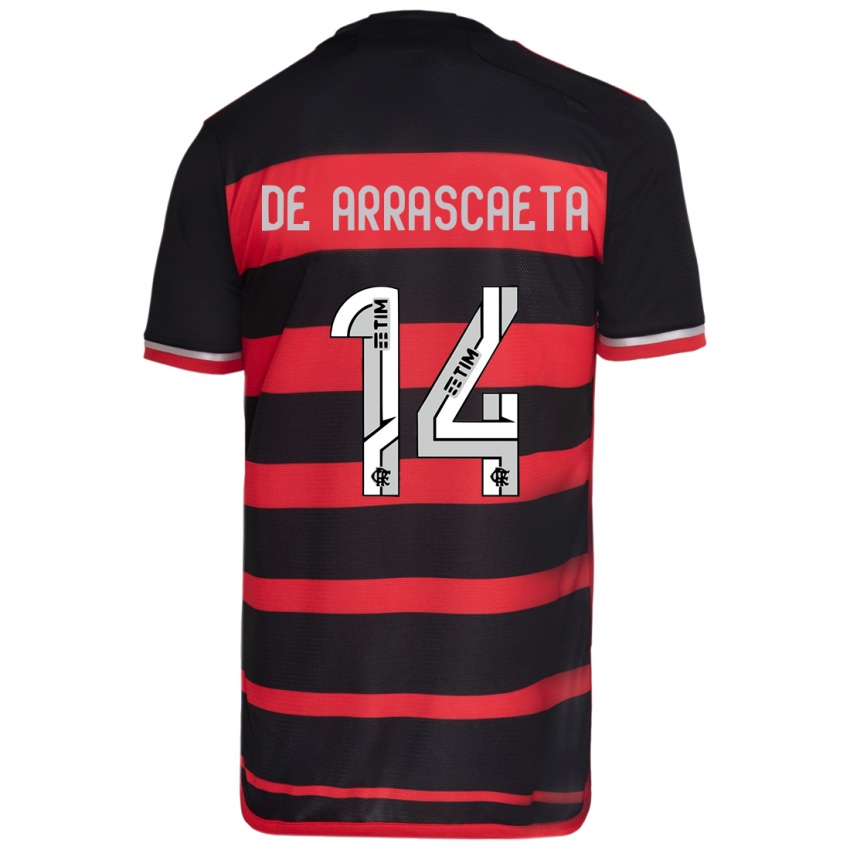 Niño Camiseta Giorgian De Arrascaeta #14 Negro Rojo 1ª Equipación 2024/25 La Camisa Argentina