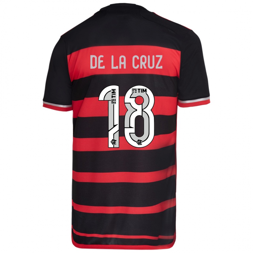 Niño Camiseta Nicolas De La Cruz #18 Negro Rojo 1ª Equipación 2024/25 La Camisa Argentina