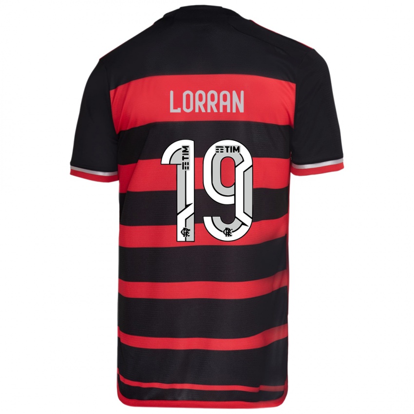 Niño Camiseta Lorran #19 Negro Rojo 1ª Equipación 2024/25 La Camisa Argentina