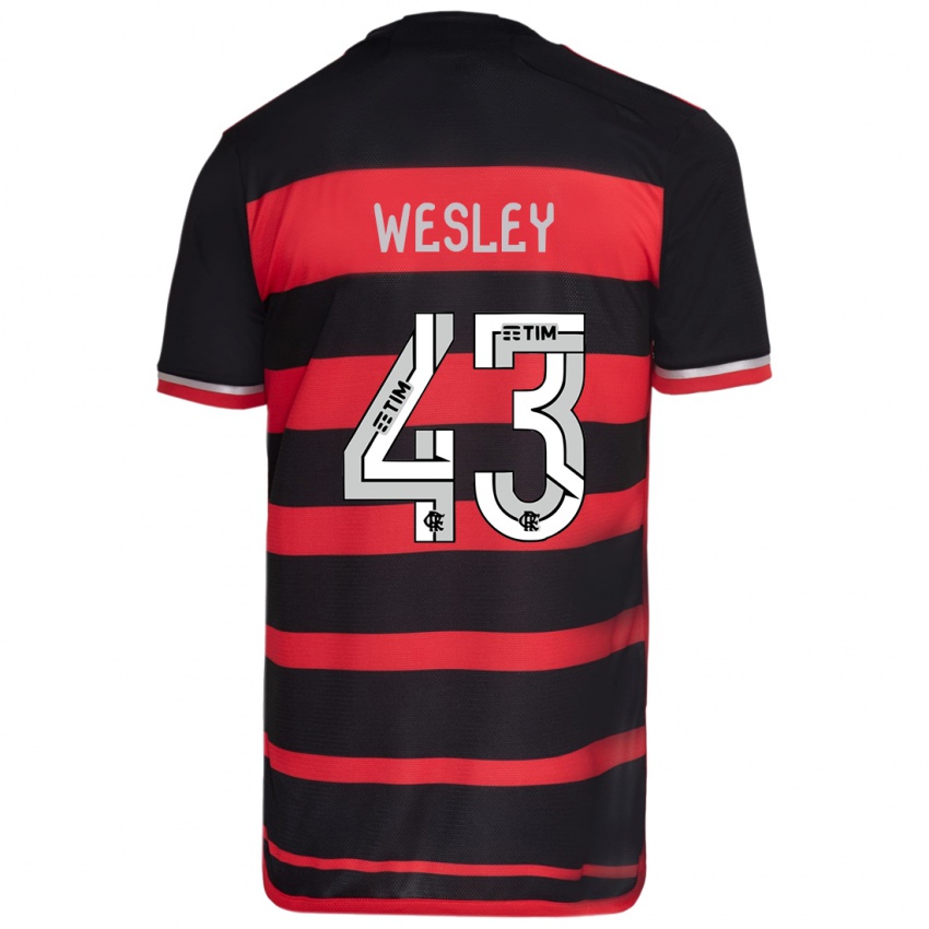 Niño Camiseta Wesley #43 Negro Rojo 1ª Equipación 2024/25 La Camisa Argentina