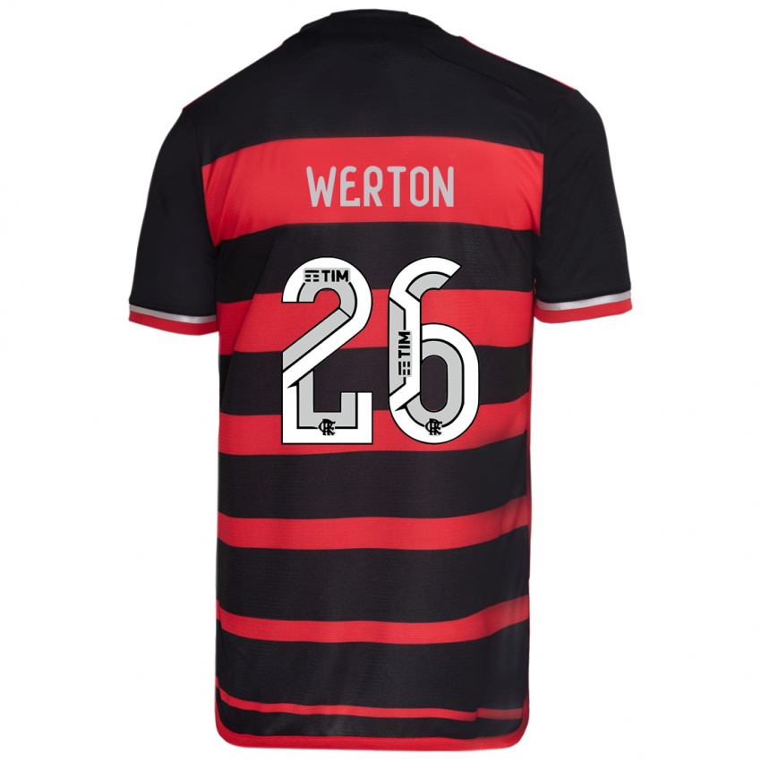 Niño Camiseta Werton #26 Negro Rojo 1ª Equipación 2024/25 La Camisa Argentina