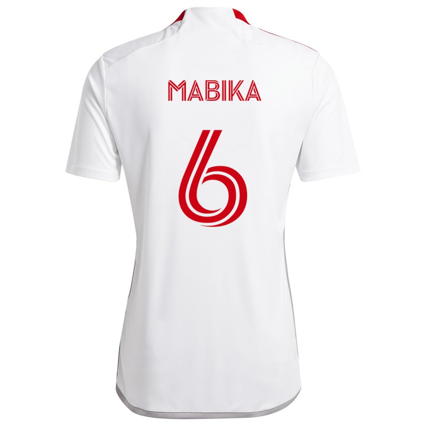 Niño Camiseta Aimé Mabika #6 Blanco Rojo 2ª Equipación 2024/25 La Camisa Argentina