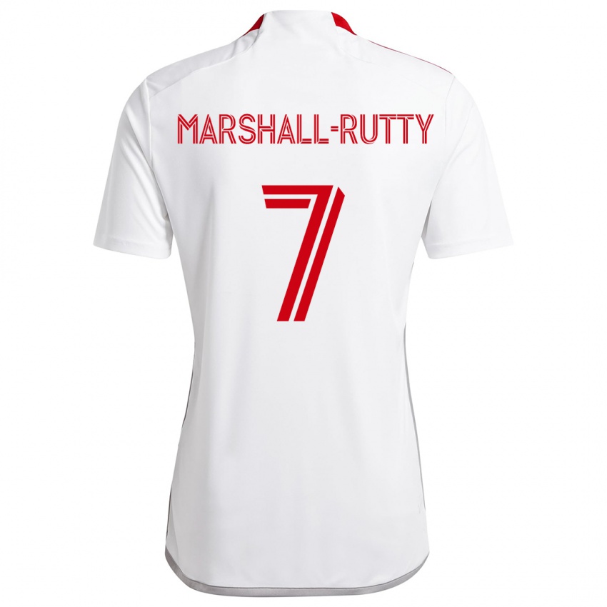 Niño Camiseta Jahkeele Marshall-Rutty #7 Blanco Rojo 2ª Equipación 2024/25 La Camisa Argentina