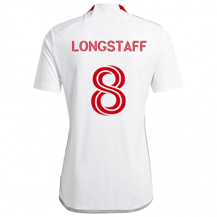 Niño Camiseta Matty Longstaff #8 Blanco Rojo 2ª Equipación 2024/25 La Camisa Argentina