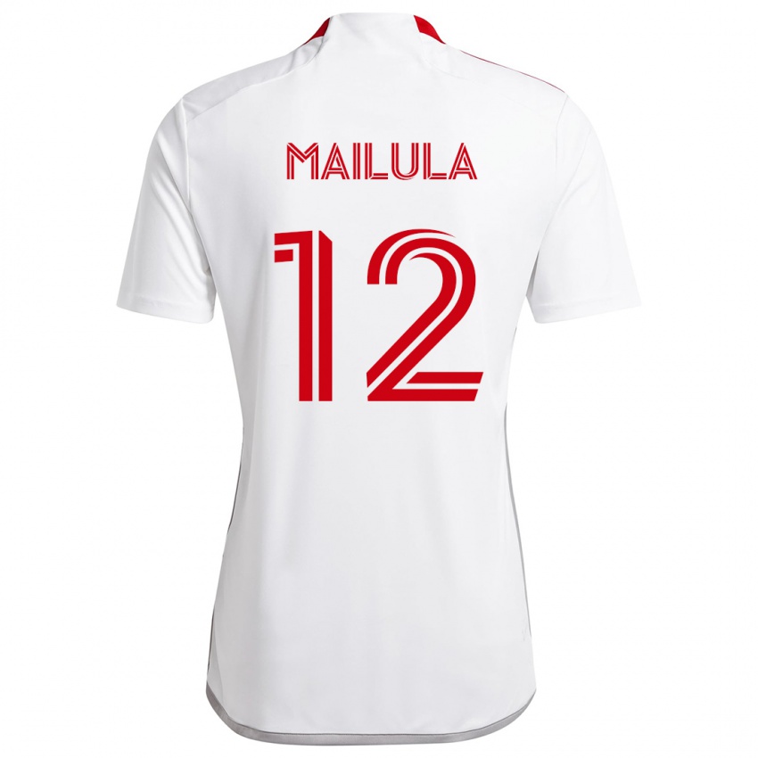 Niño Camiseta Cassius Mailula #12 Blanco Rojo 2ª Equipación 2024/25 La Camisa Argentina