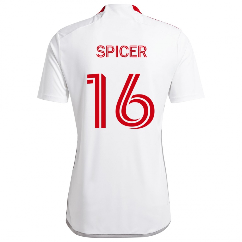 Niño Camiseta Tyrese Spicer #16 Blanco Rojo 2ª Equipación 2024/25 La Camisa Argentina