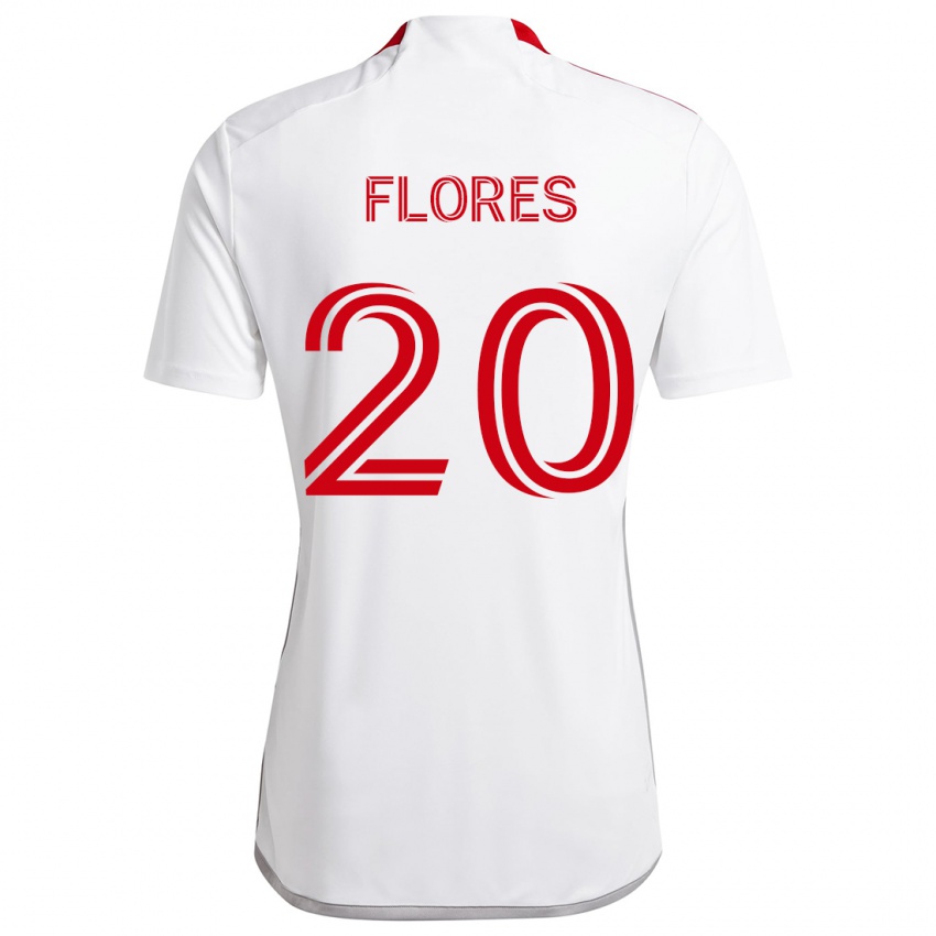 Niño Camiseta Deybi Flores #20 Blanco Rojo 2ª Equipación 2024/25 La Camisa Argentina