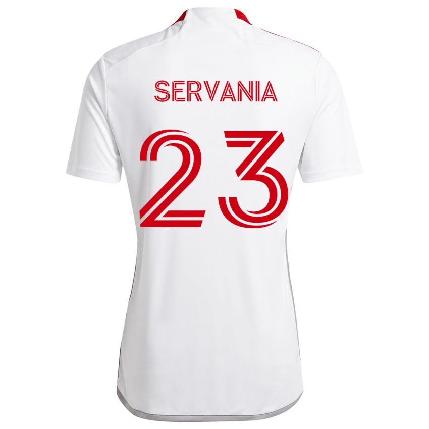 Niño Camiseta Brandon Servania #23 Blanco Rojo 2ª Equipación 2024/25 La Camisa Argentina