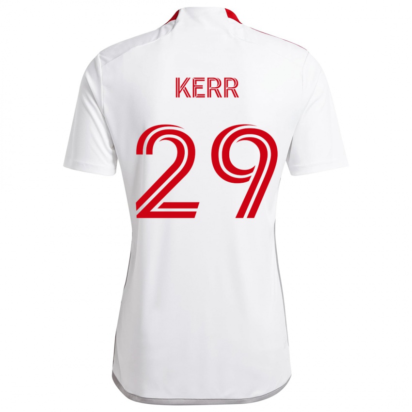 Niño Camiseta Deandre Kerr #29 Blanco Rojo 2ª Equipación 2024/25 La Camisa Argentina